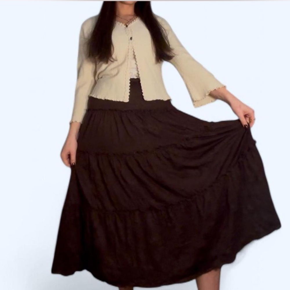 Elegant Brown Maxi Skirt